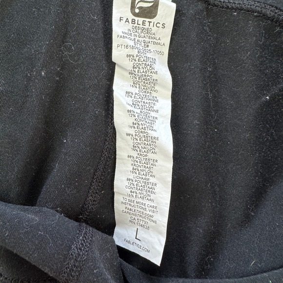 Fabletics Leggings Womens Large Black Blue White Leaf Print Activewear Pants - Picture 4 of 7